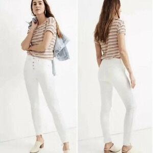 NWT Madewell 9" Mid-Rise Button Fly Skinny RAW Hem Jeans White 32